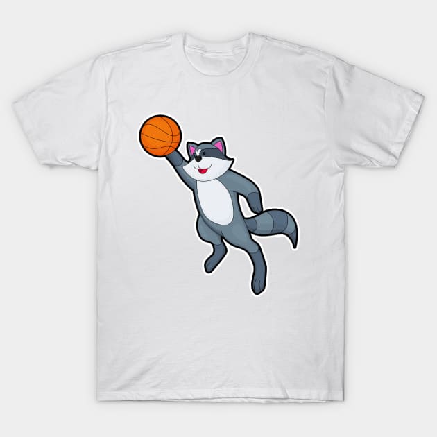 Racoon as Basketball player with Basketball T-Shirt by Markus Schnabel